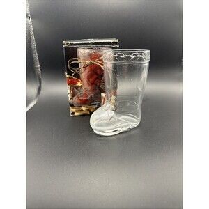 STUDIO NOVA 5” GLASS BOOT CHRISTMAS CANDY HOLDER, MADE IN JAPAN